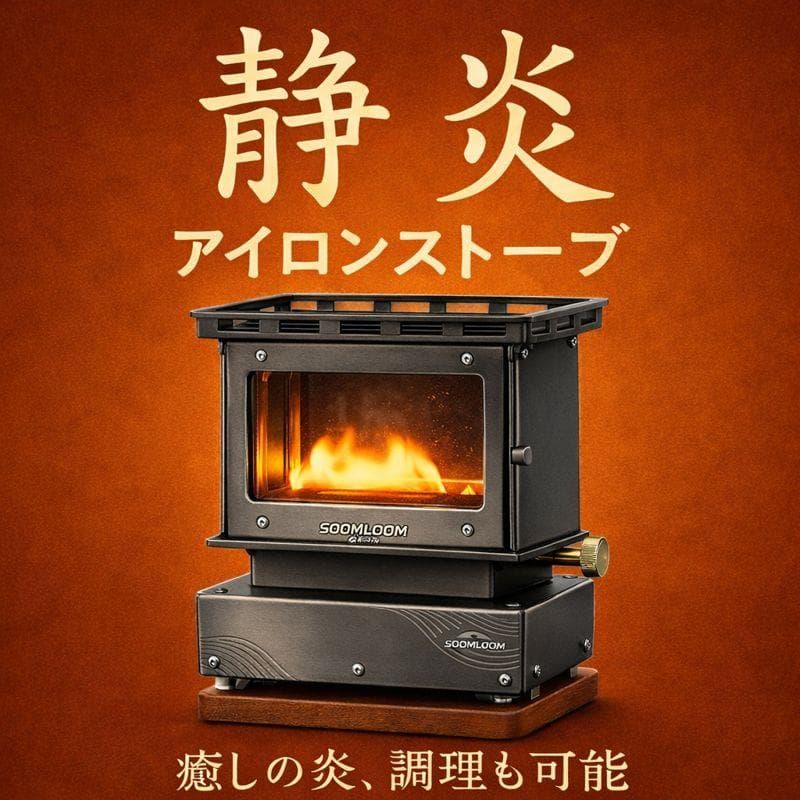 0323 新発売 軽量チタン調 アイロンストーブ 炎鑑賞 キャンプ 灯油 小型
