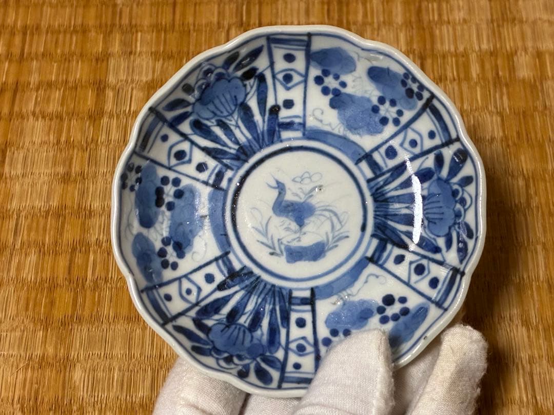 中国 唐物 染付 小皿 豆皿 三枚揃い 時代物 印あり