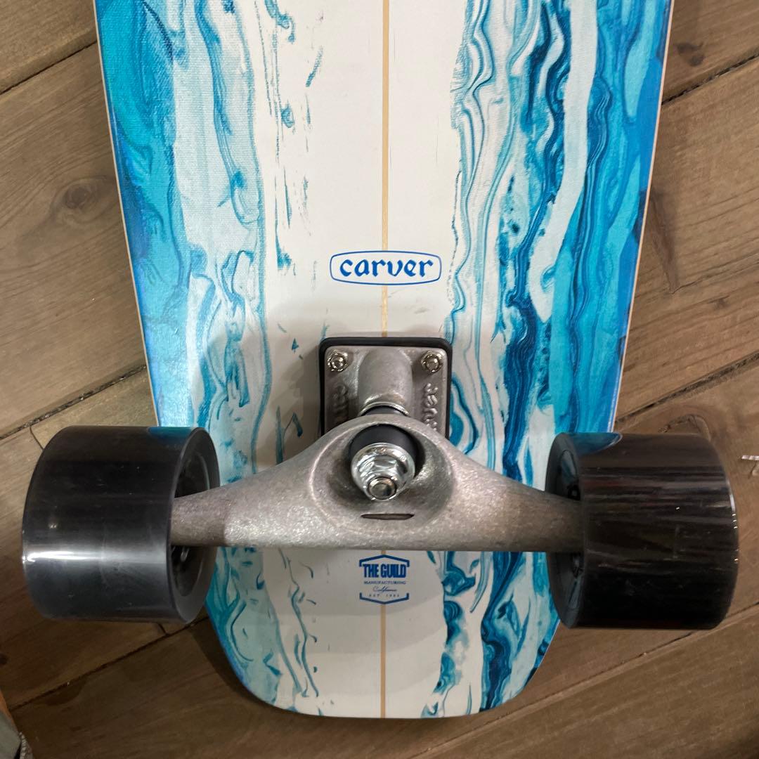 Carver スケートボード 青いマーブル模様　コンプリート