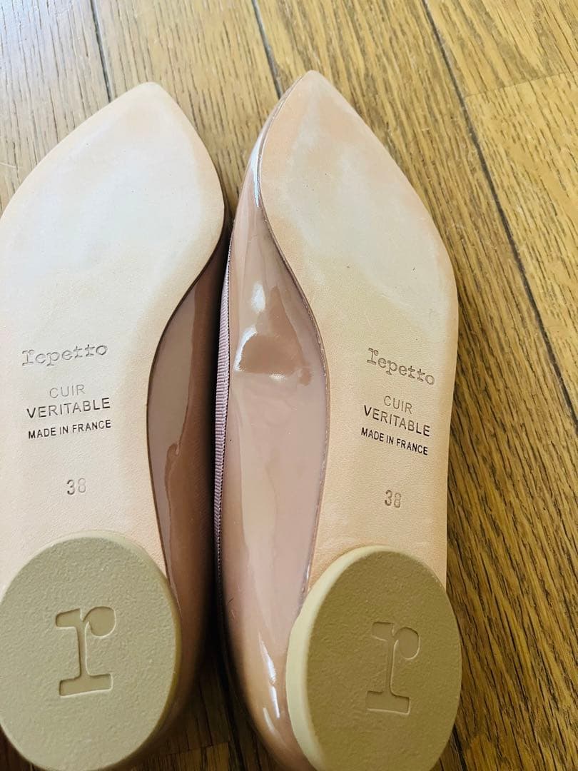 repetto ベージュ ポインテッドトゥバレエシューズ38