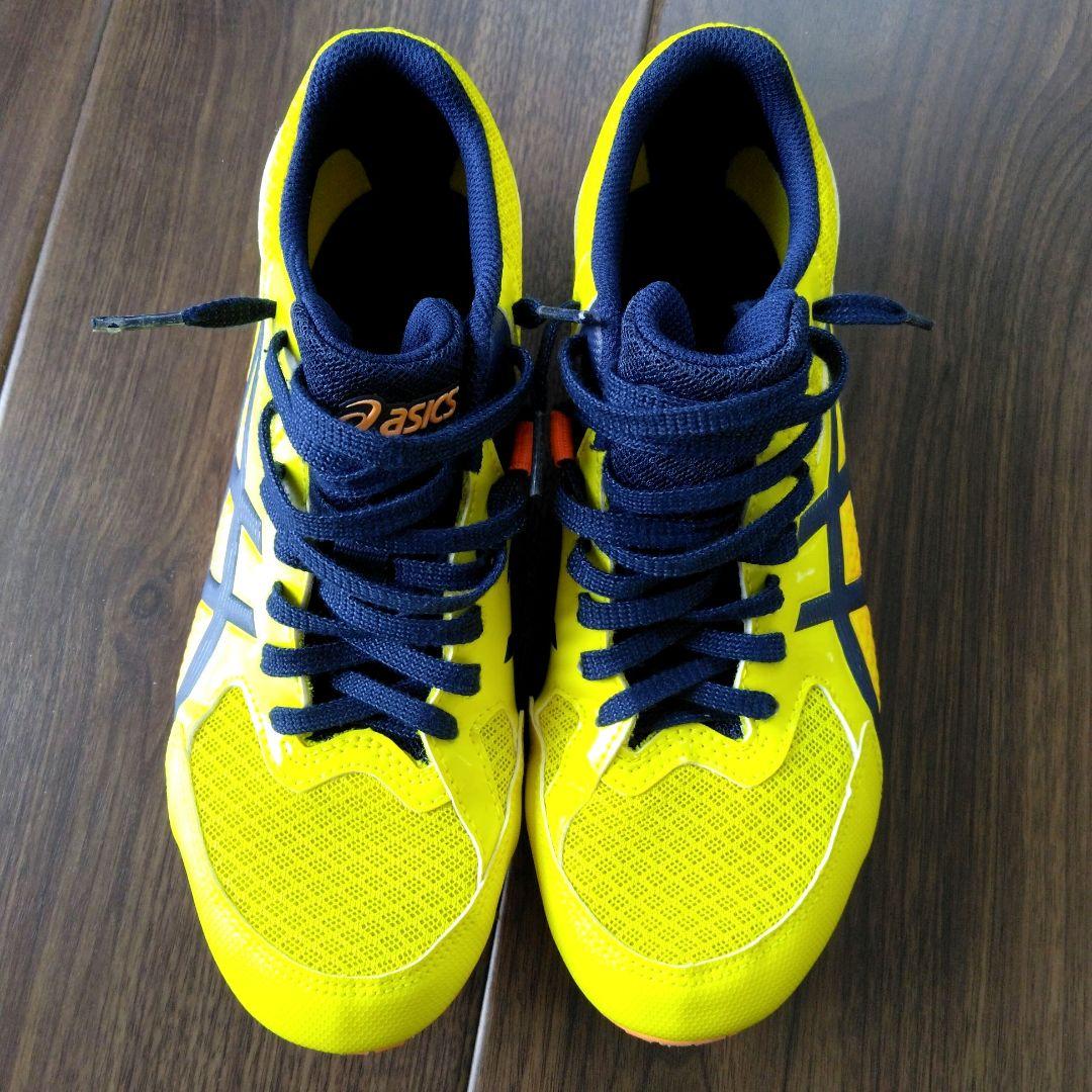 【美品】asics スパイクシューズ イエロー/ネイビー　EFFORT