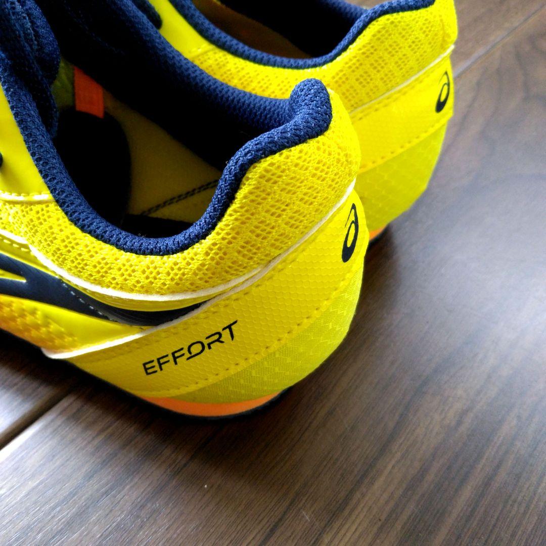 【美品】asics スパイクシューズ イエロー/ネイビー　EFFORT