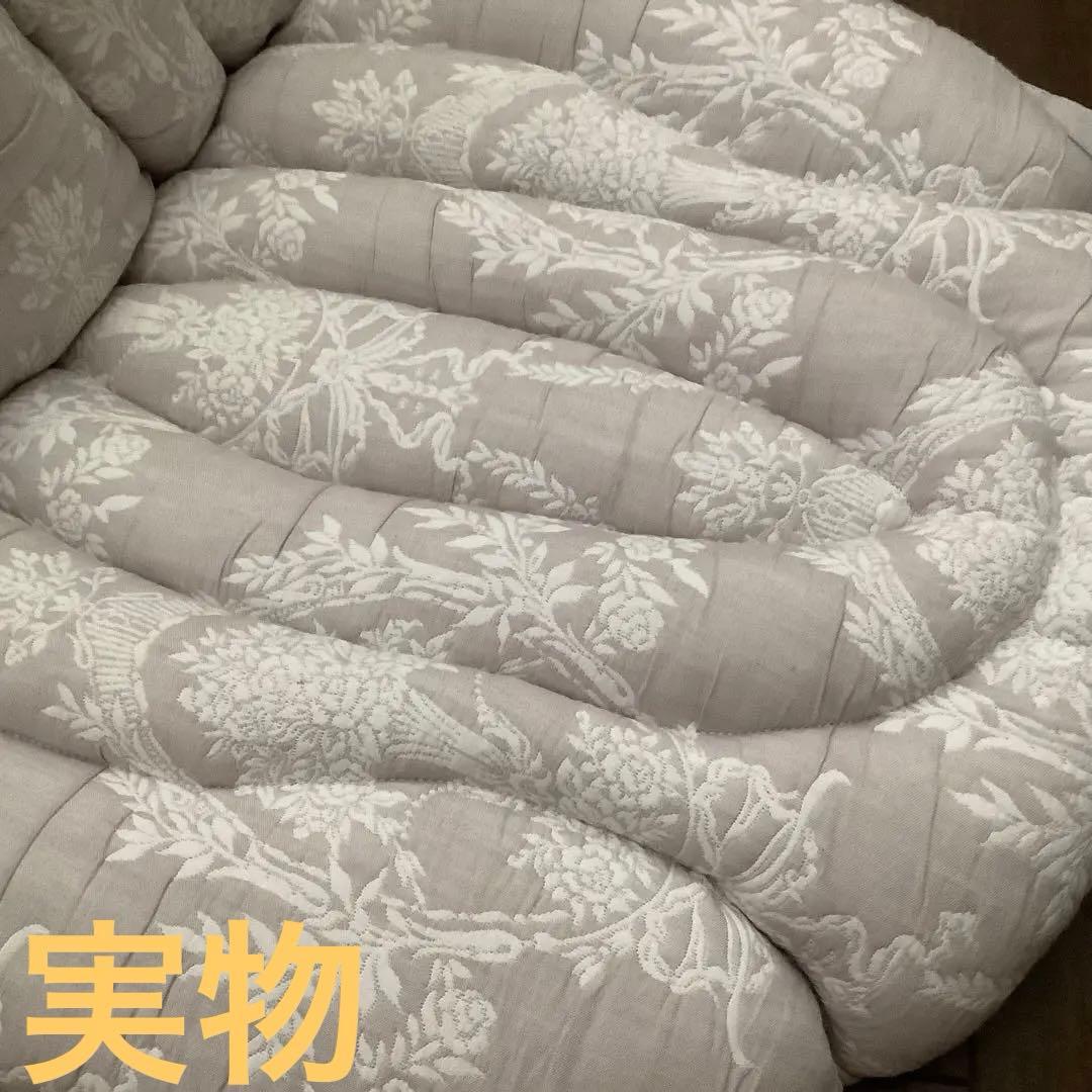 アミブルージュ☆花柄椅子用クッション グレー ループ付き