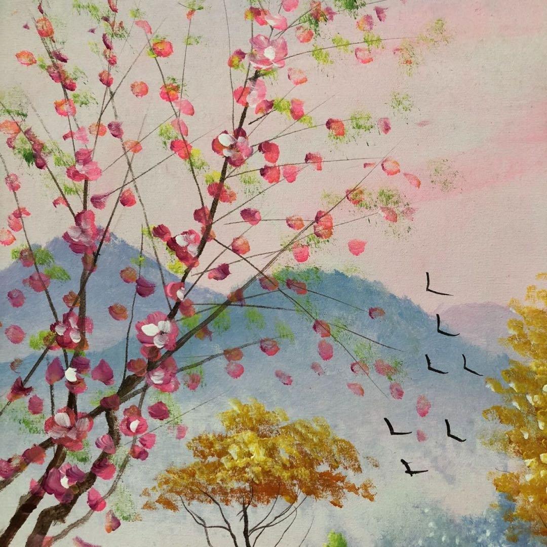 純手描き 油画 風景画 吴冠中 作品図 中国絵画 約100×70cm 未表装