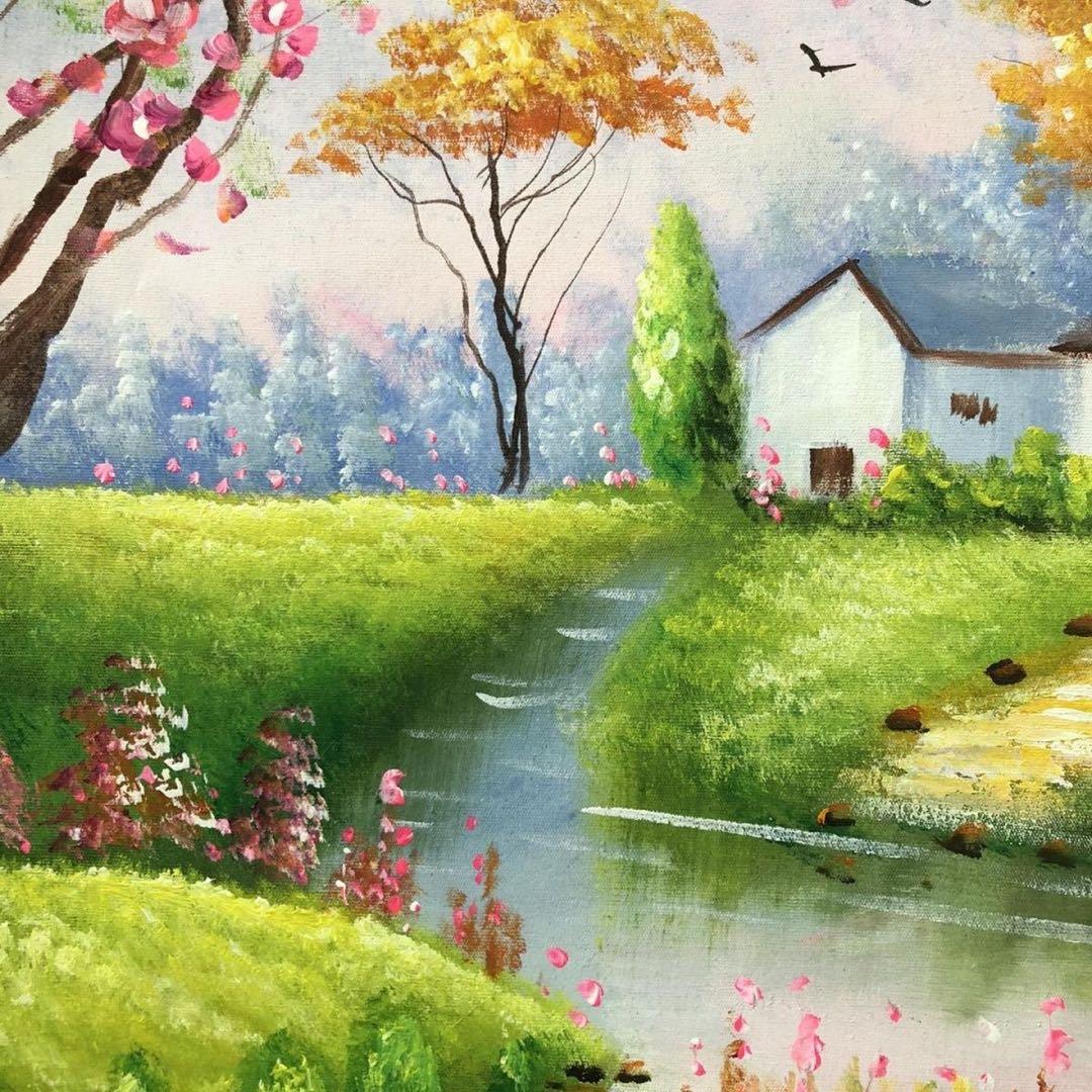 純手描き 油画 風景画 吴冠中 作品図 中国絵画 約100×70cm 未表装