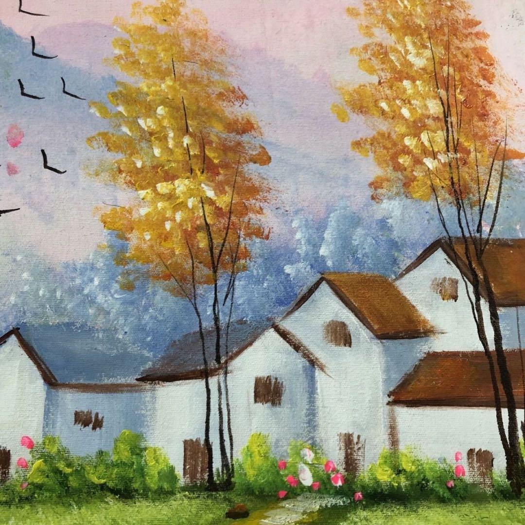 純手描き 油画 風景画 吴冠中 作品図 中国絵画 約100×70cm 未表装