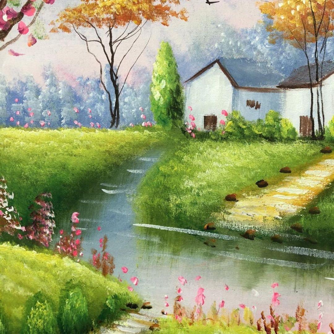純手描き 油画 風景画 吴冠中 作品図 中国絵画 約100×70cm 未表装
