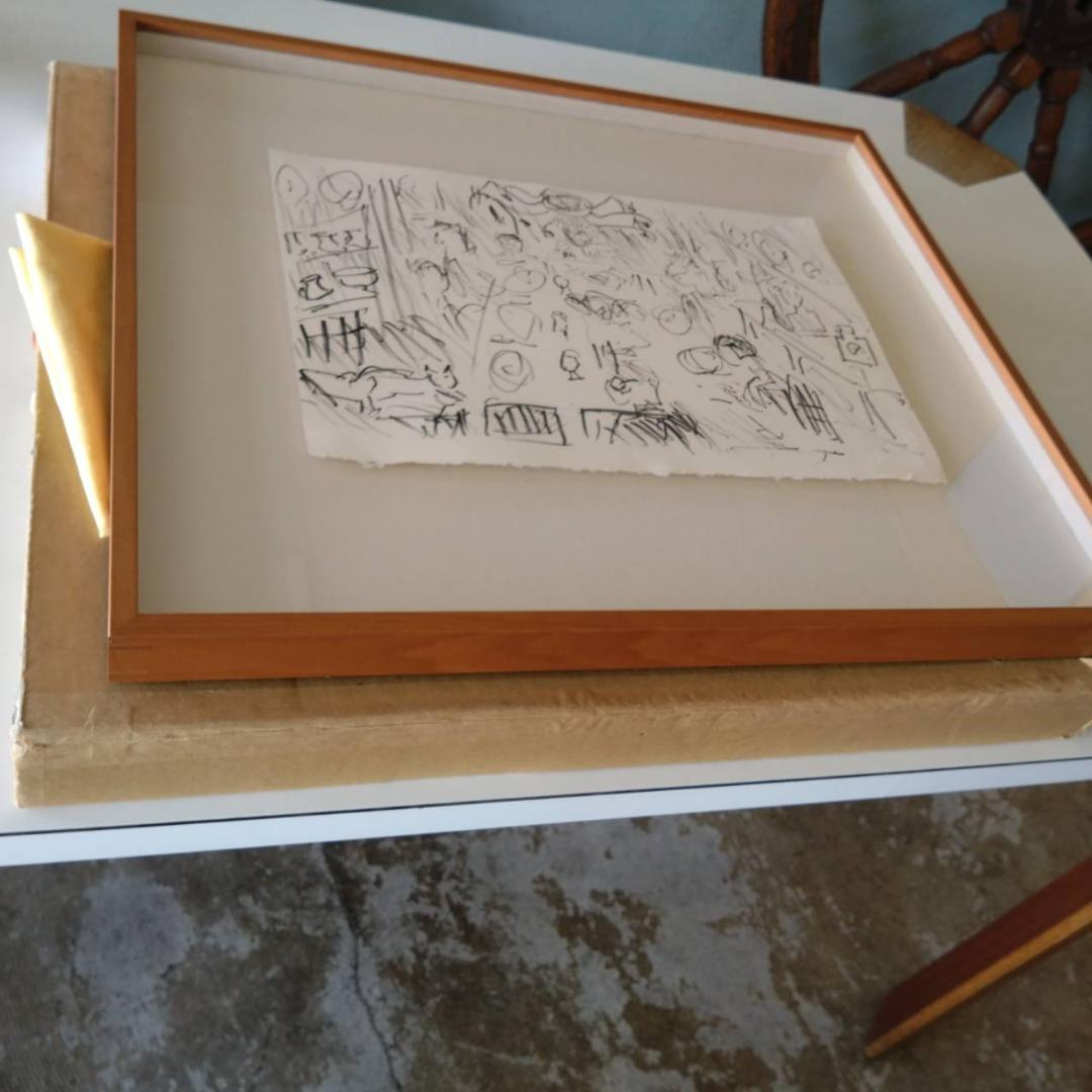 棟方志功　晩餐　鉛筆画　版画　棟方版画館謹製