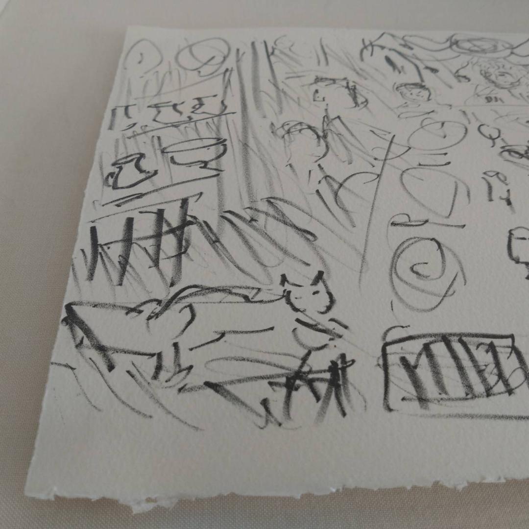 棟方志功　晩餐　鉛筆画　版画　棟方版画館謹製