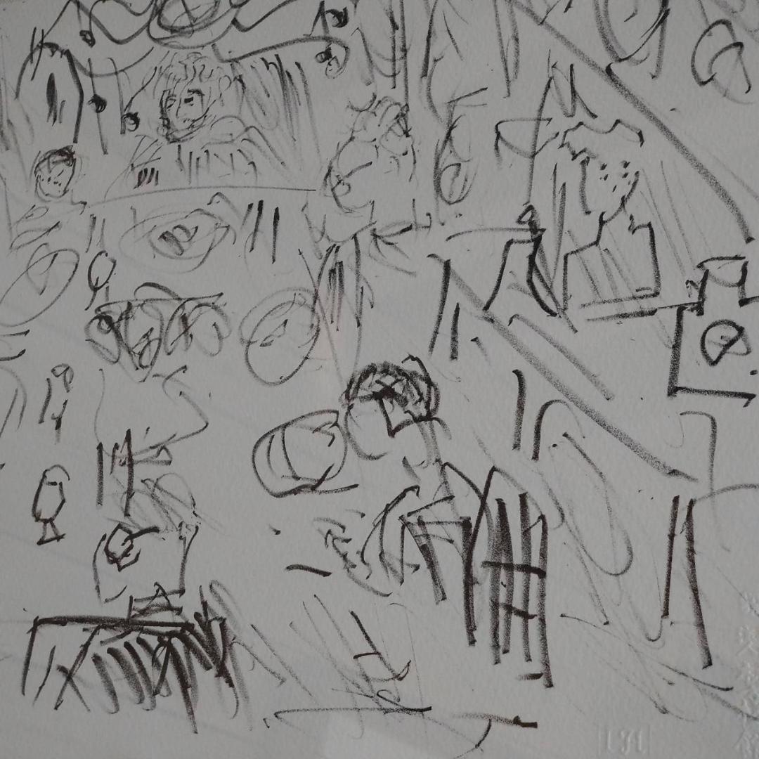 棟方志功　晩餐　鉛筆画　版画　棟方版画館謹製