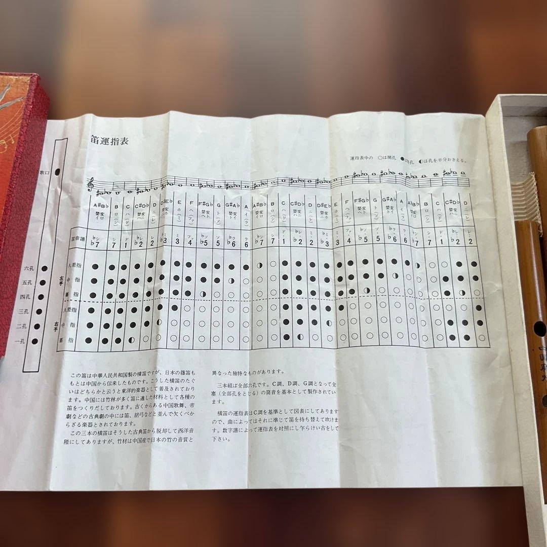 中国文革時代　三調竹笛 竹製 未使用品