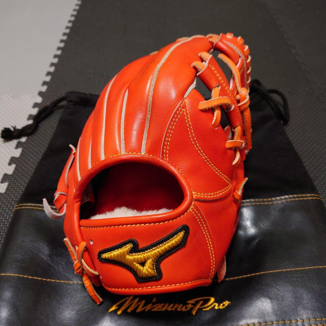 ※ひー ミズノプロ硬式グローブ内野手用オレンジ日本製ジャイアンツ坂本モデル