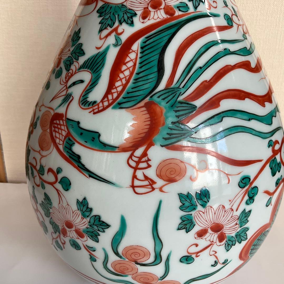 中国　萬暦赤絵菊花鳳凰文大花瓶