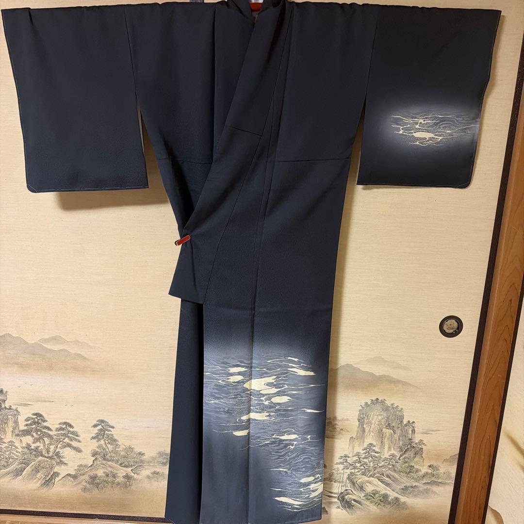 極美品 正絹 袋帯 扇 流水 金糸 箔 鶴 高級和装 Excellent