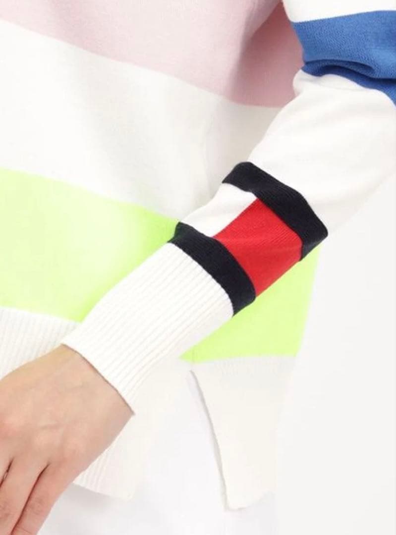 S ☆新品　トミーヒルフィガー ラガーストライプ クルーネック 春ニットセーター