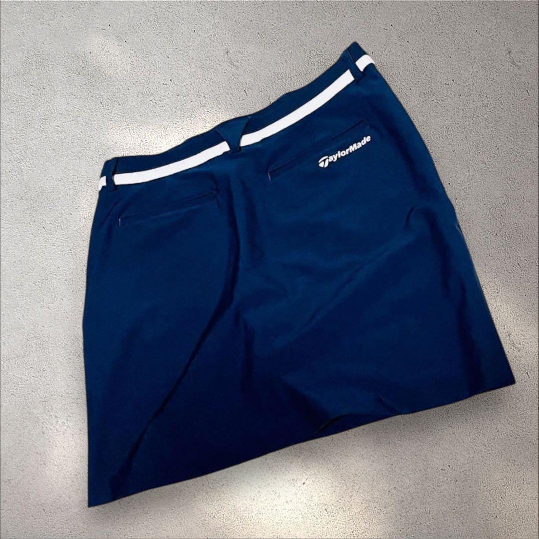 LL【TaylorMade】美品 ゴルフ スカート 紺白 パンツ付 ロゴ 希少