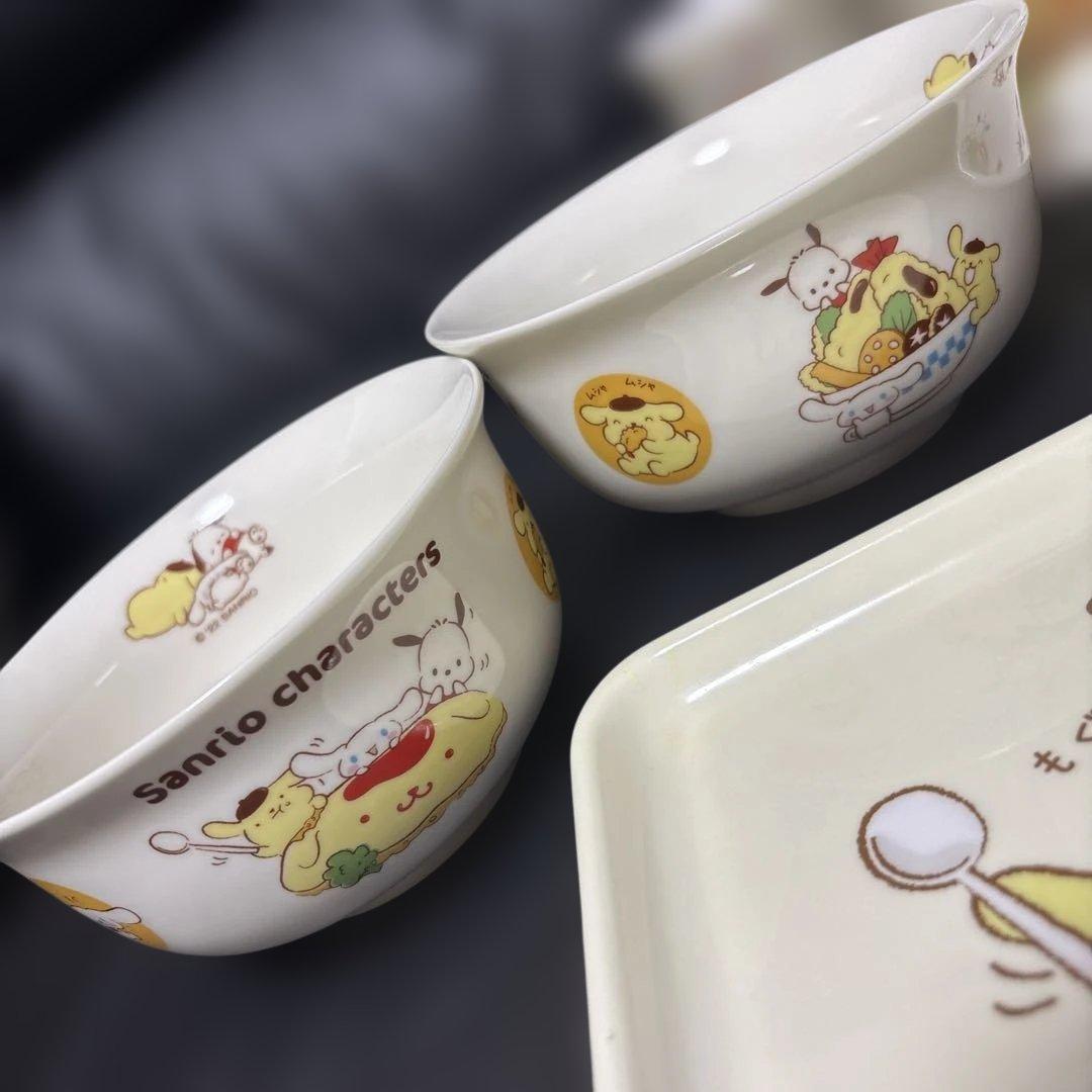 サンリオキャラクターズ どんぶり カレー皿 コップ トレーのセット