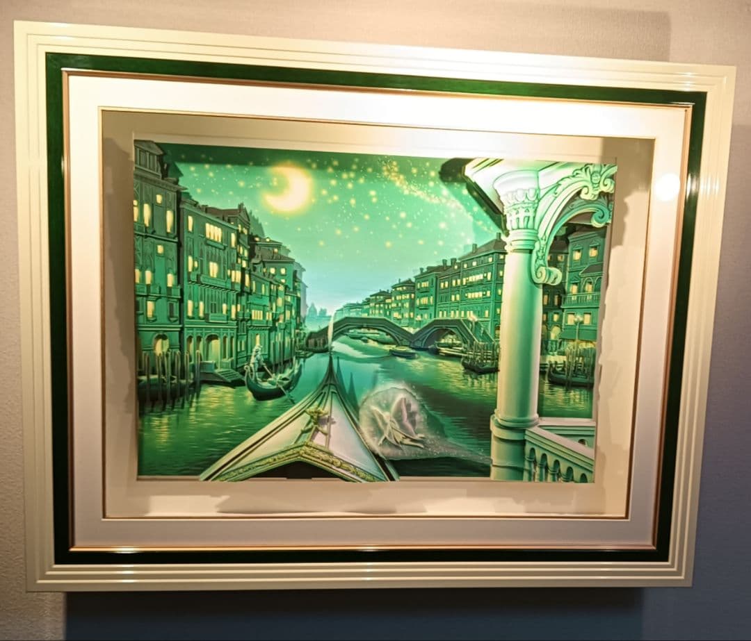 ☆飛び出す絵画　3D大作　塚本馨三　ベネチア　ディズニー　ティンカーベル　真作