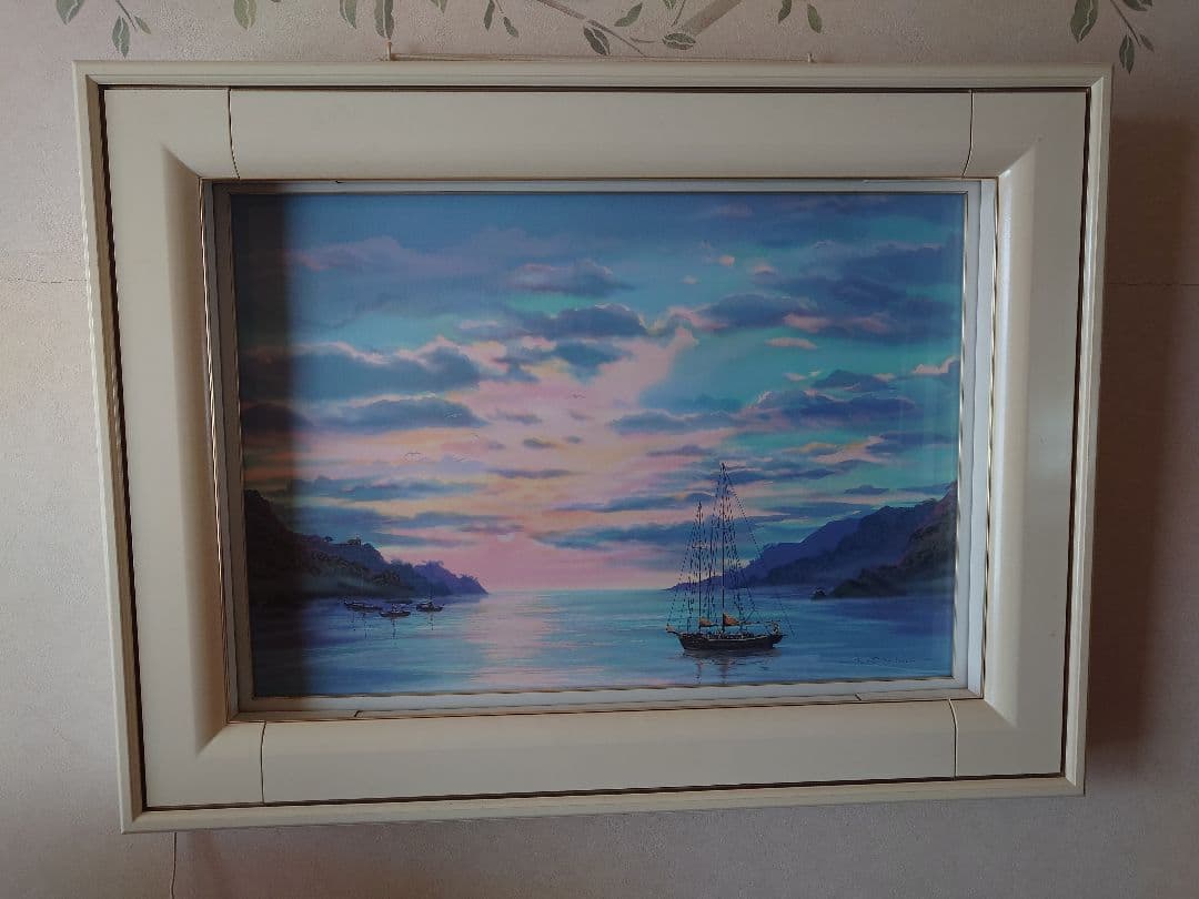 海の風景アート 青色LED付き