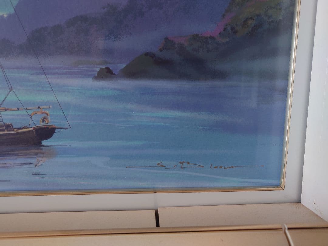 海の風景アート 青色LED付き