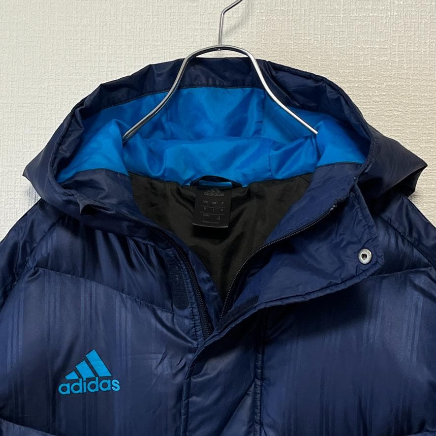 【良品】 adidas ワンポイントロゴ ３ストライプス ダウン ベンチコート
