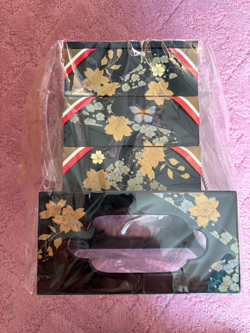 ひな祭り飾りセット 黒地 花模様　勢玉　3段飾り雛道具　おひな様付属品
