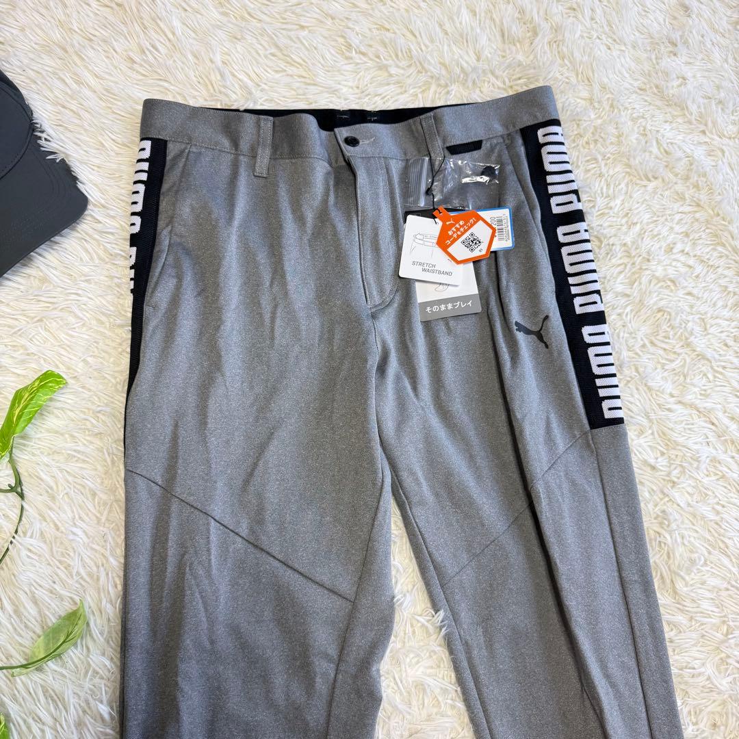 【プーマ】新品ダグ付 ジョガーパンツ サイドロゴ グレー XLサイズ メンズ