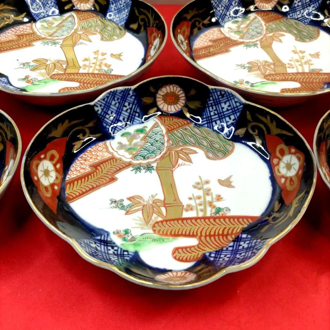 有田焼　伊万里焼　金彩　色絵　小皿　舟皿　長角皿　刺し身皿　5客セット