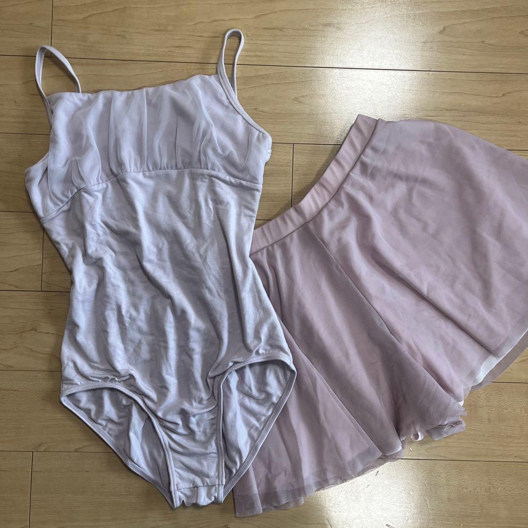 [新品]Chacottチャコット 薄いピンクレオタードS キュロットセット