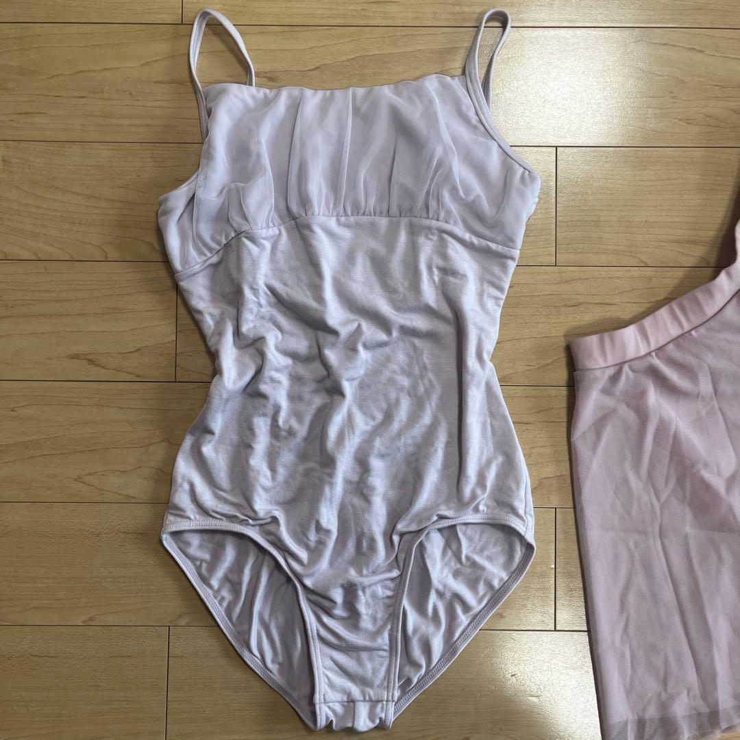 [新品]Chacottチャコット 薄いピンクレオタードS キュロットセット