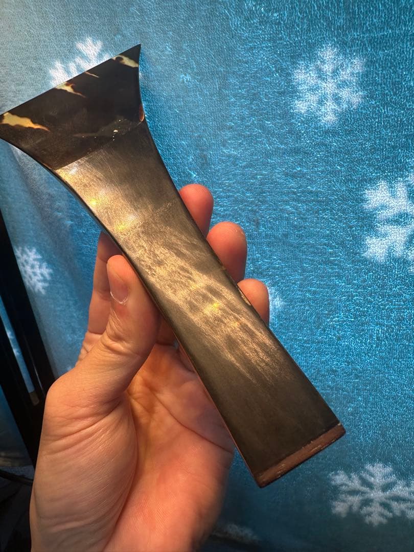 【美品】津軽三味線用　鼈甲撥　本鼈甲　黒水牛台　バチ尻装飾