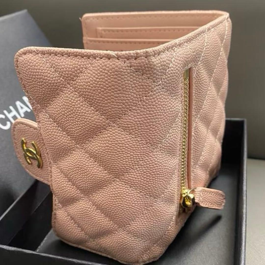 CHANEL ピンク キルティング 三つ折り財布