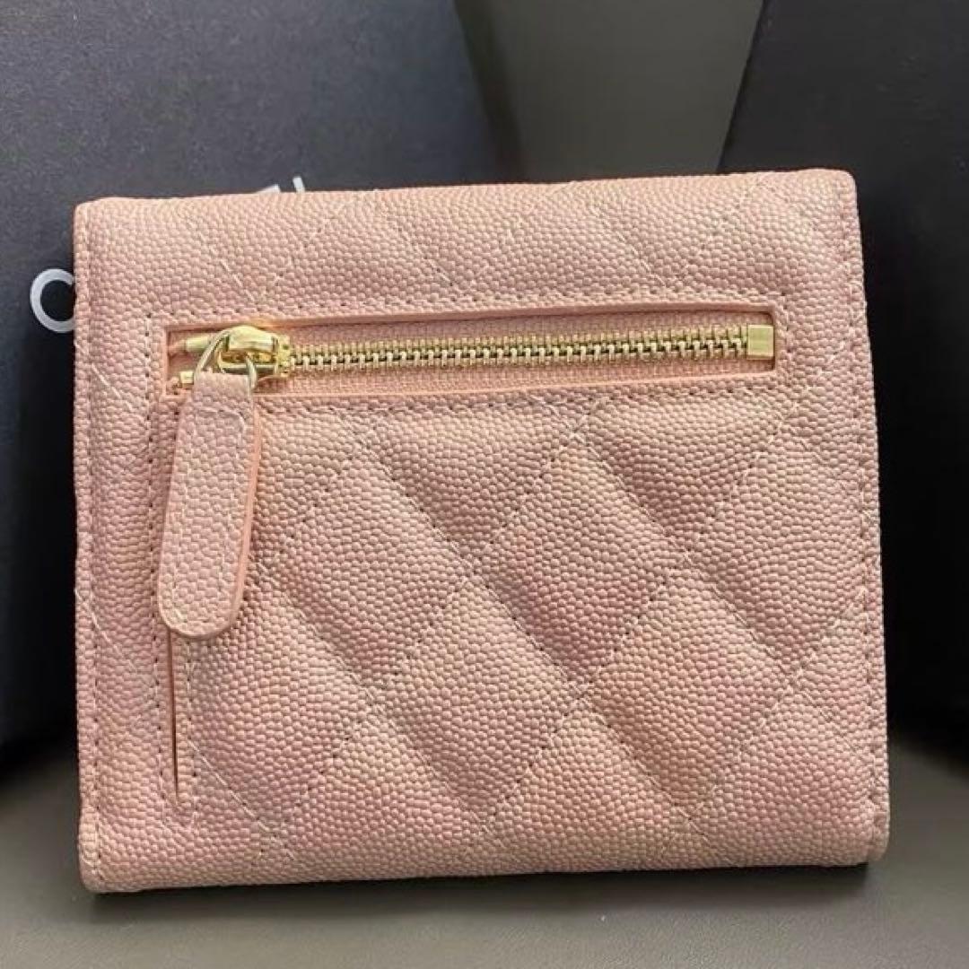 CHANEL ピンク キルティング 三つ折り財布