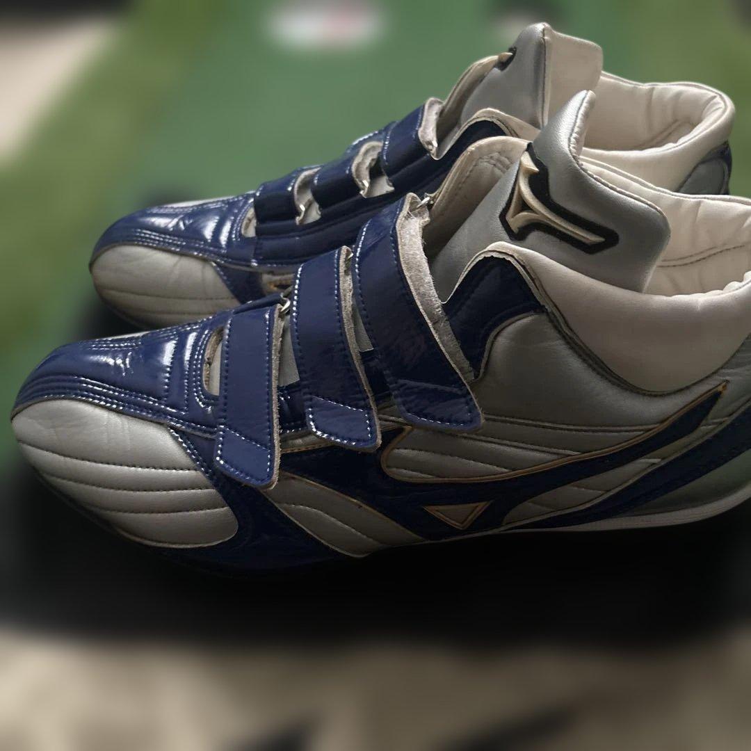 Mizuno スパイク 青/銀 ベルクロ式　27.5センチ