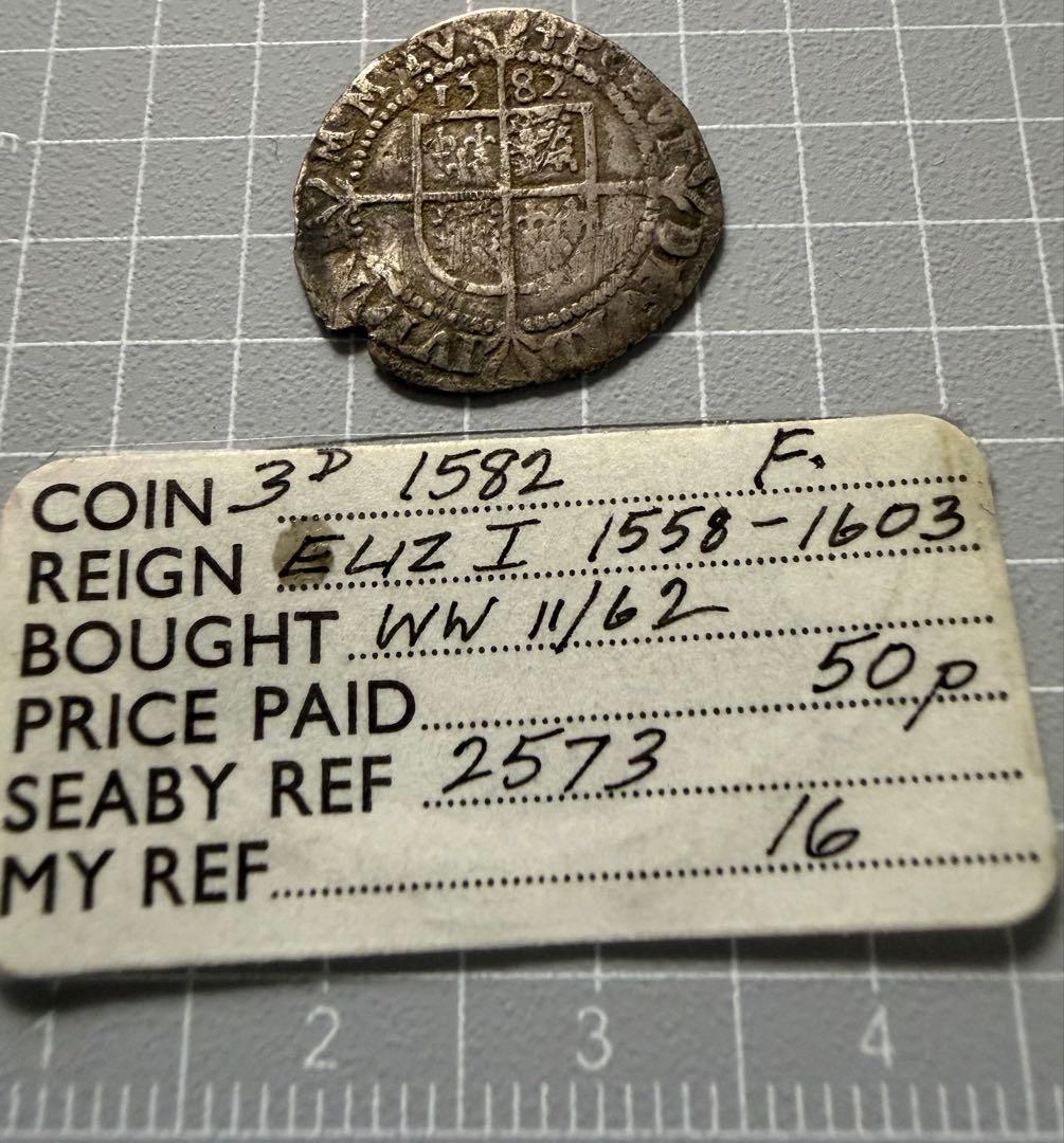 S*y様 1582年 英国エリザベス1世 3ペンス銀貨