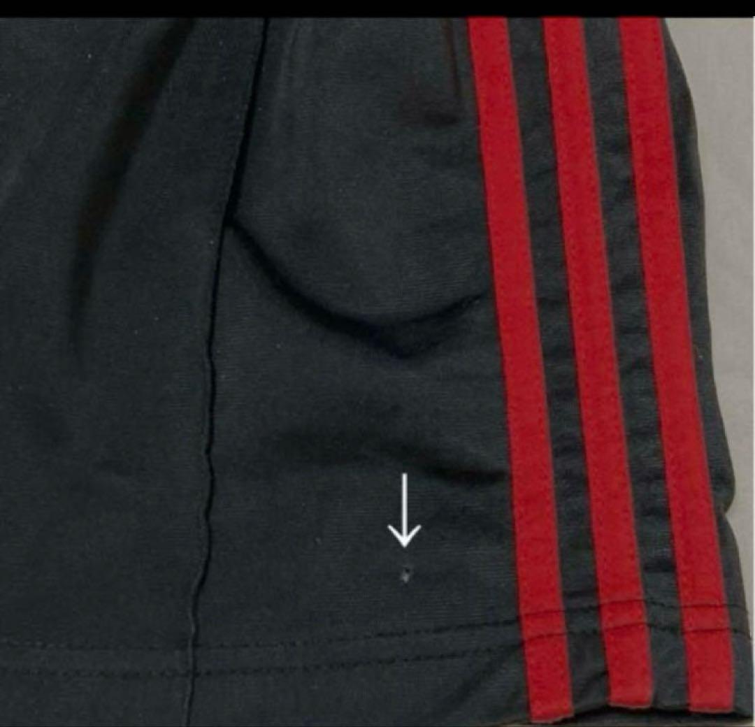 ビンテージ adidas 万国旗タグ ワイドパンツ 極太黒赤ライン ジャージ
