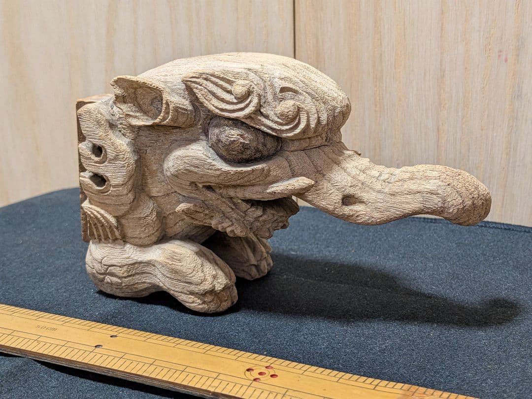 「社寺古材 木鼻 獏（ばく）彫刻 魔除け 江戸時代期と推定 古木彫」残欠