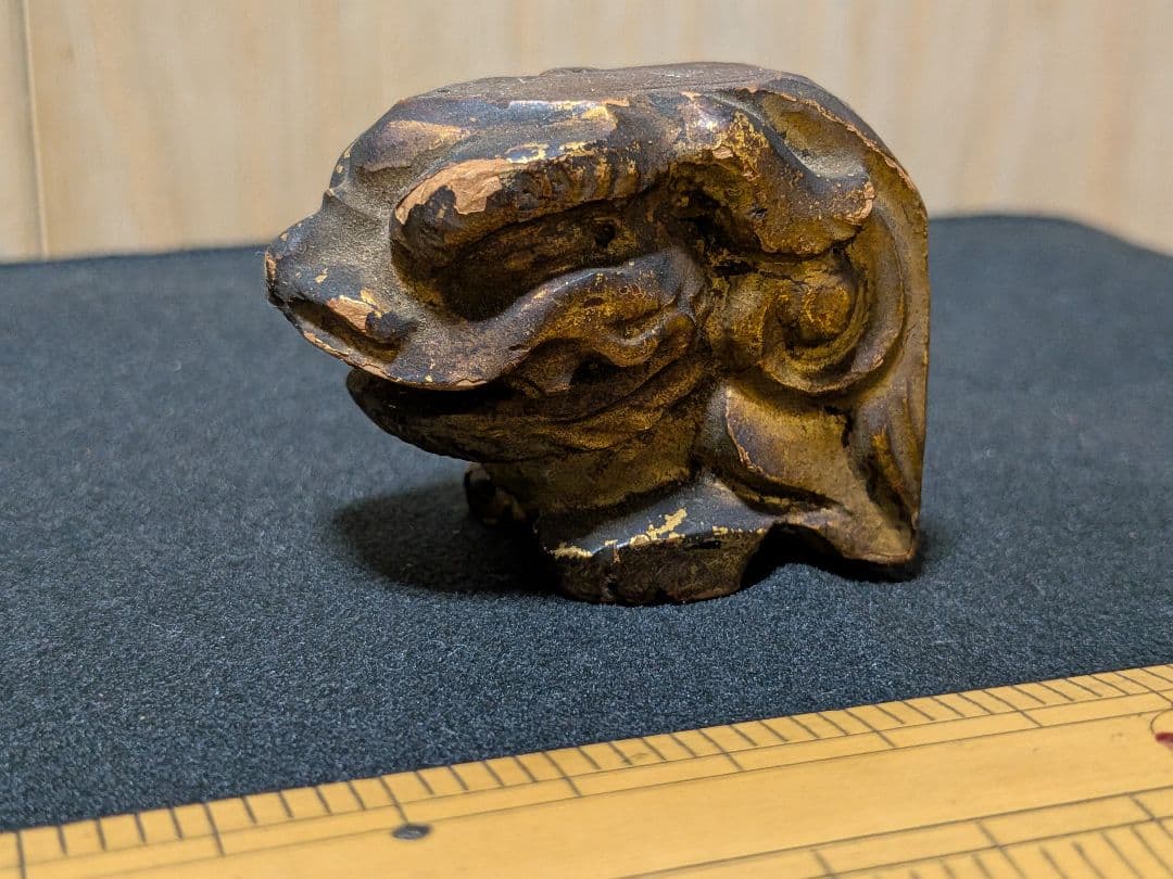 「社寺古材 木鼻 獏（ばく）彫刻 魔除け 江戸時代期と推定 古木彫」残欠