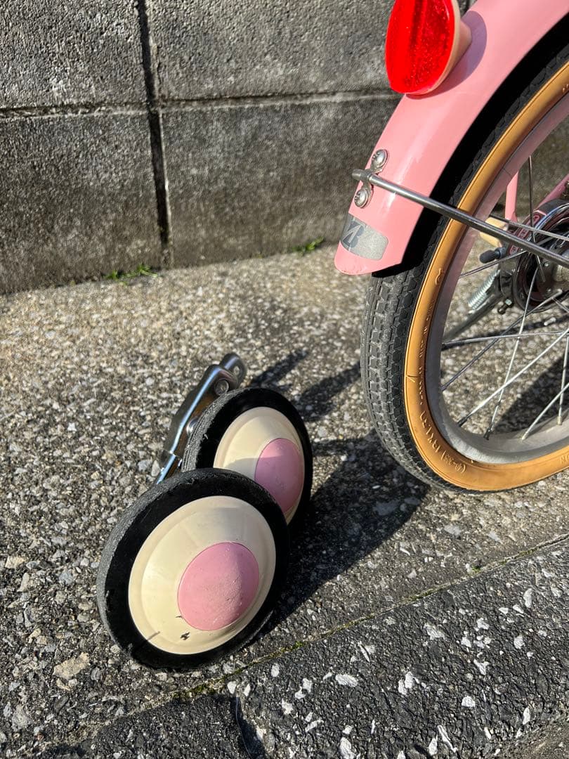 【都内直渡し】ブリヂストンハッチ　16インチ　ピンク　4-7歳　補助輪付き