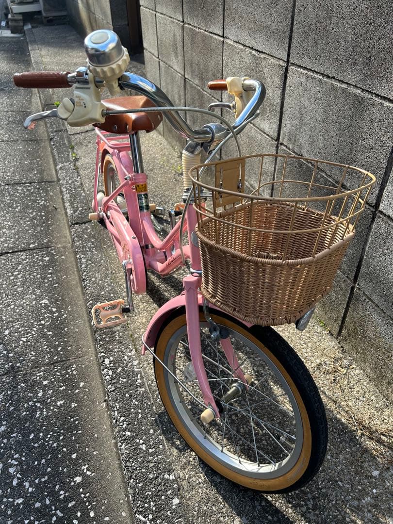 【都内直渡し】ブリヂストンハッチ　16インチ　ピンク　4-7歳　補助輪付き