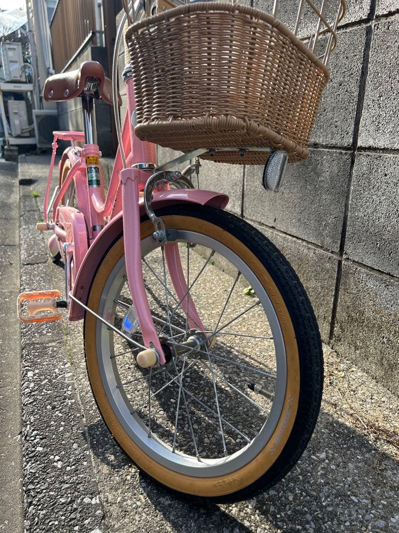 【都内直渡し】ブリヂストンハッチ　16インチ　ピンク　4-7歳　補助輪付き