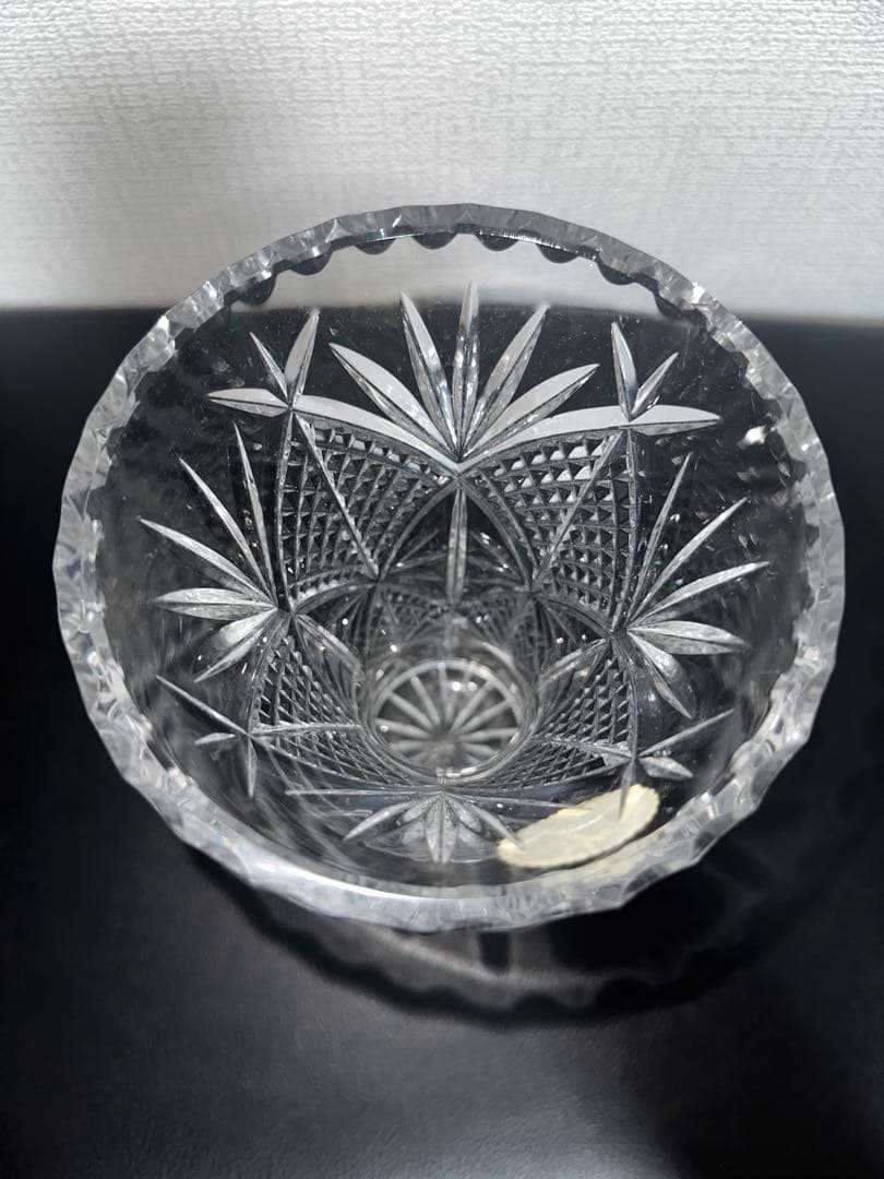 【美品】ボヘミアグラス 花瓶 チェコスロバキア製 ヴィンテージ クリスタルカット