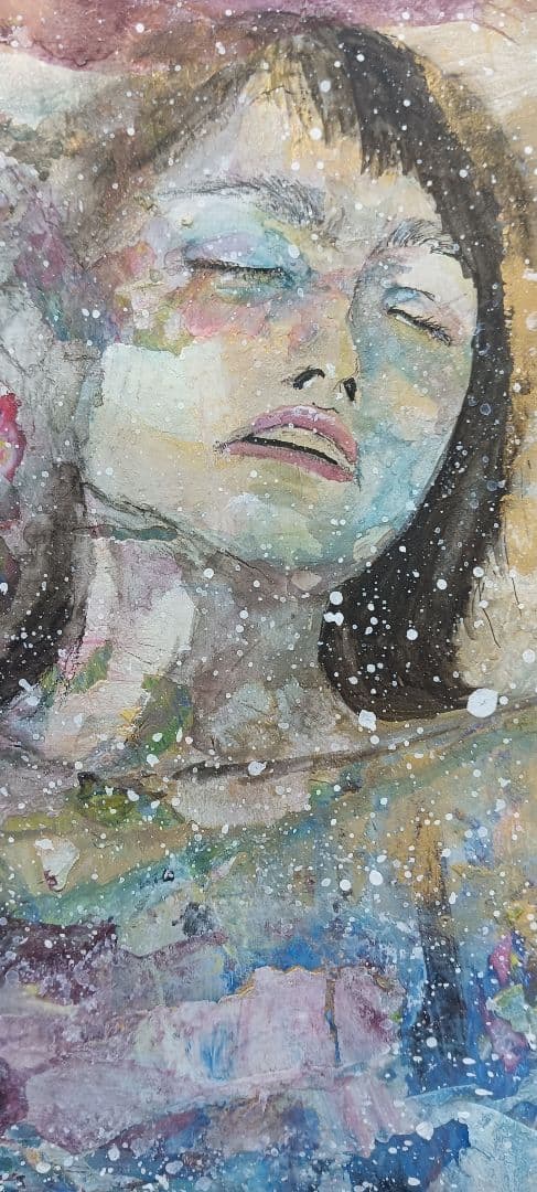 美人画 抽象 現代アート 水彩 アナログアート 原画 木製パネル