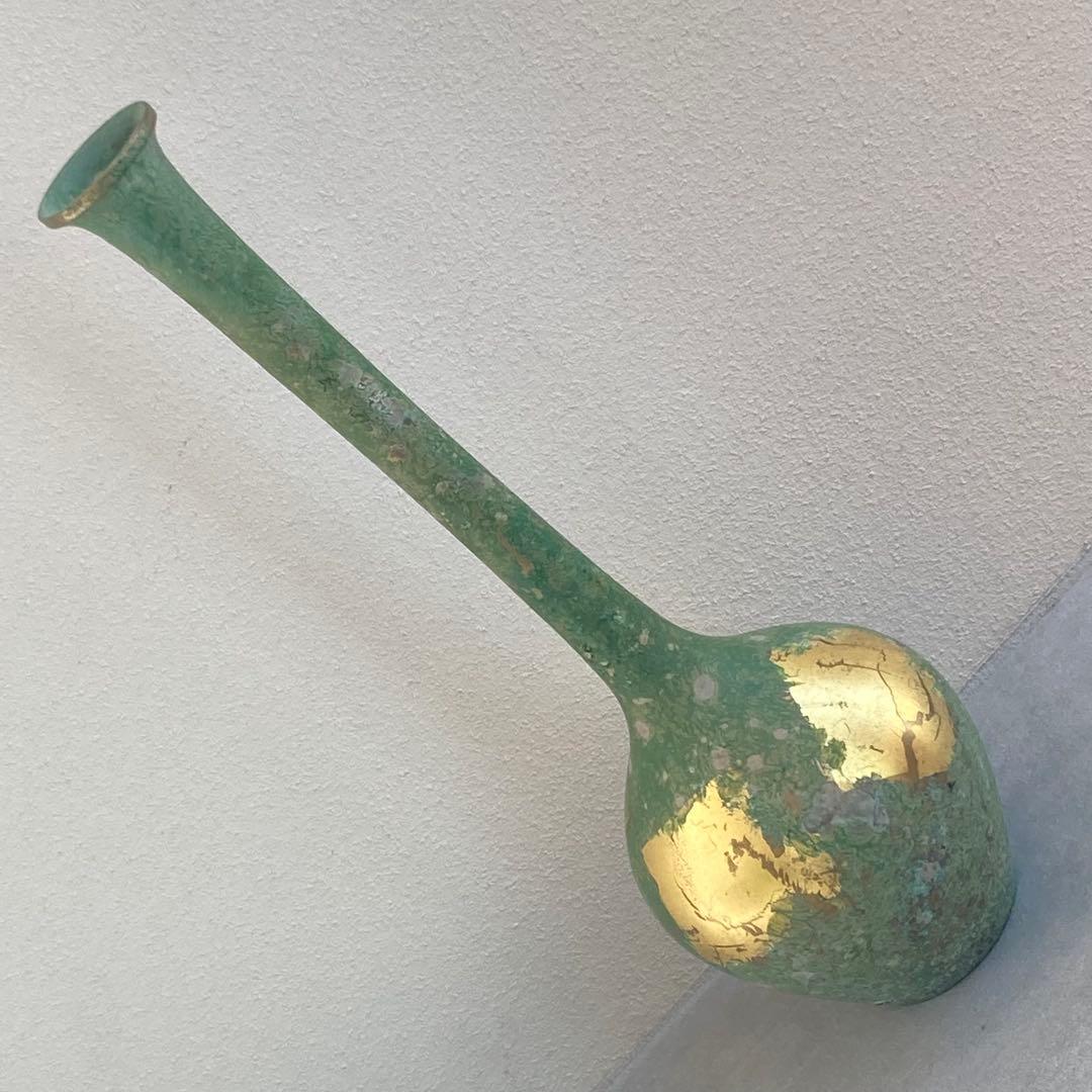 純金箔 青銅器 美術工芸品 峰雲謹言 花瓶
