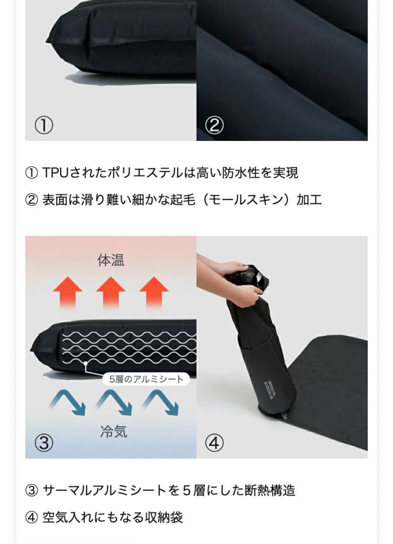 完売品　ブルックリンアウトドアカンパニー　インフレータブルマット R値8 BOC