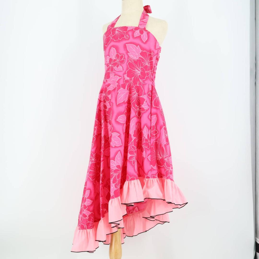 【ジュニアサイズ用 美品 日本製 フラダンス衣装】ピンク Paondor