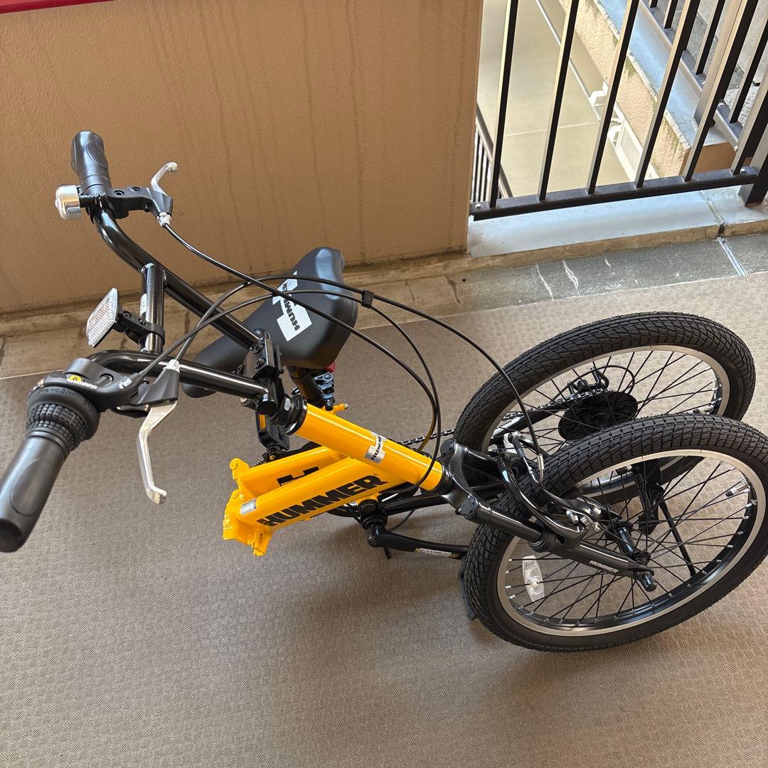 (引取りかお届け) 20インチHUMMER 折りたたみ 自転車 黄色