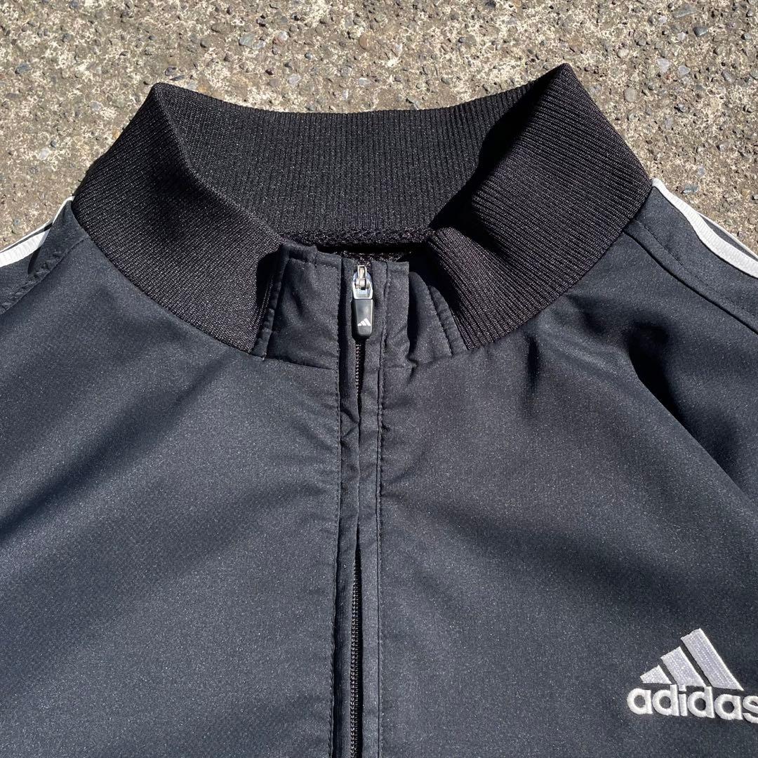 00's adidas ロゴ刺繍3ライン 半袖ハーフジップ 古着 プルジャケット