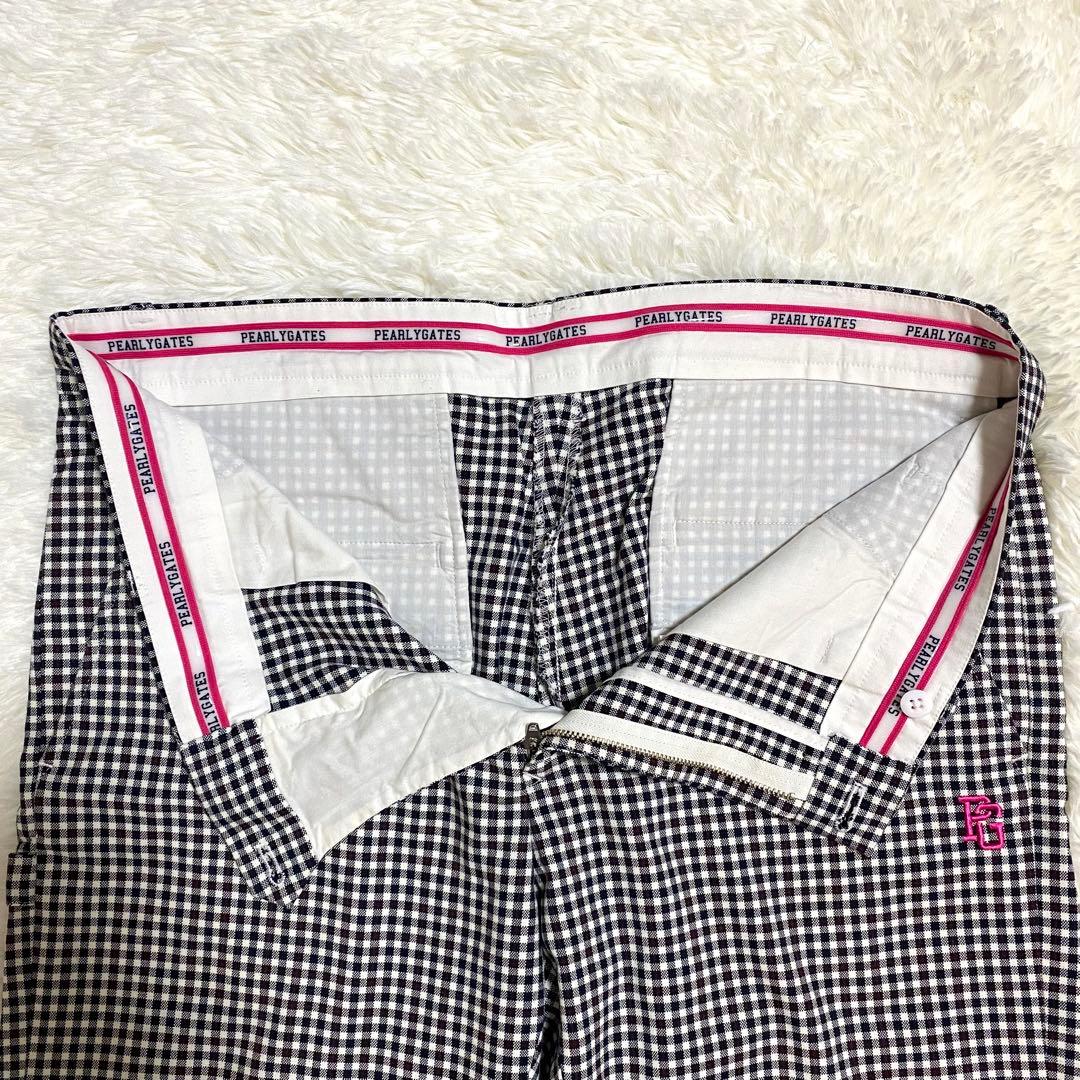 パーリーゲイツ　ギンガムチェックパンツ　刺繍ロゴ　ゴルフ　ストレッチ　XL　6