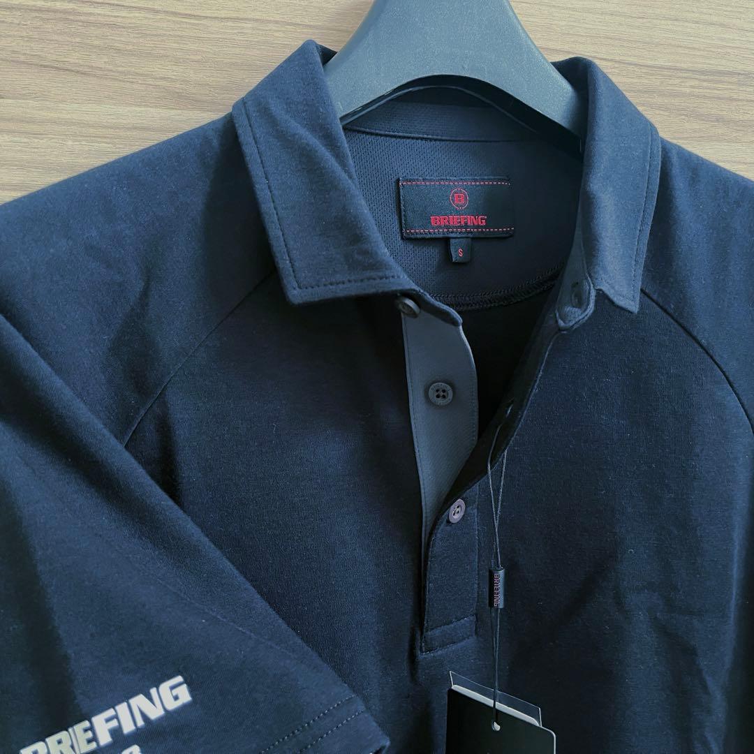 新品★23,100円 メンズS BRIEFING ポロシャツ バックロゴ 黒